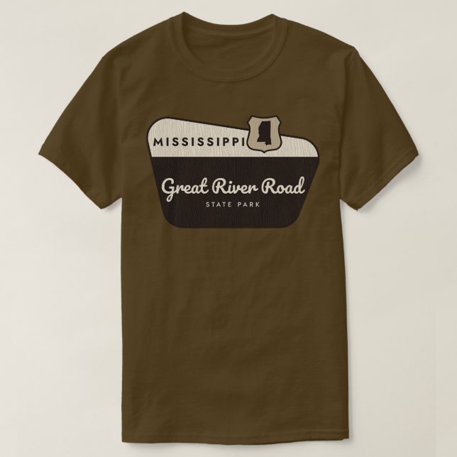 Great River Road Staaten Park Mississippi Willkomm T-Shirt (Design vorne)