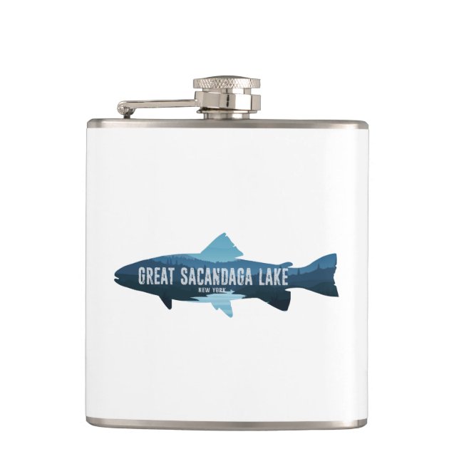 Great Sacandaga Lake New York Fisch Flachmann (Vorderseite)