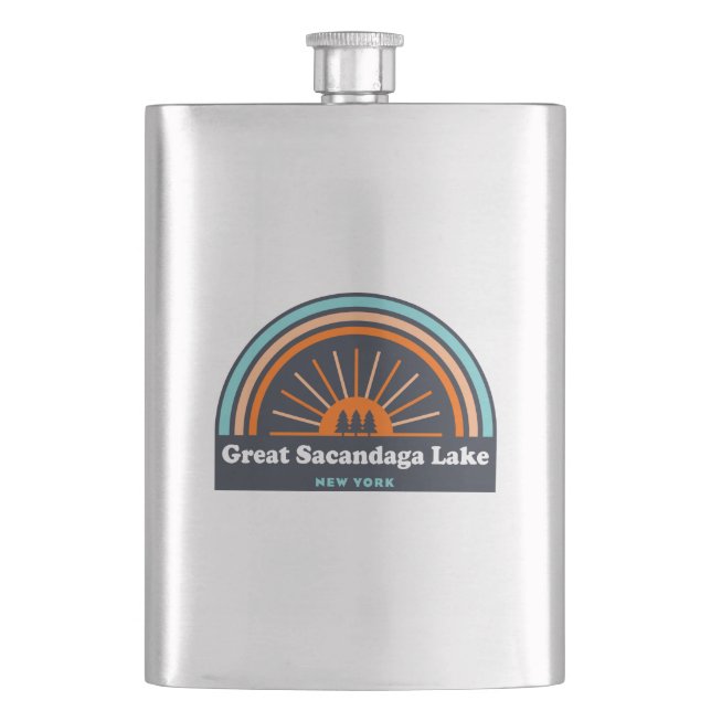 Great Sacandaga Lake New York Rainbow Flachmann (Vorderseite)