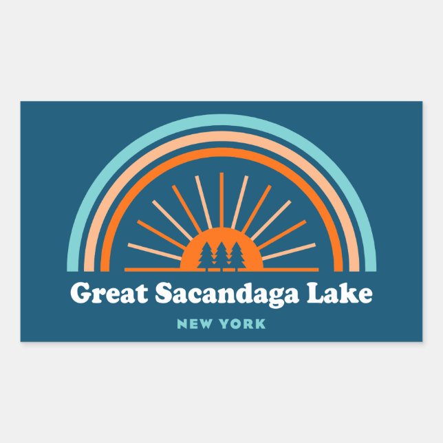 Great Sacandaga Lake New York Rainbow Rechteckiger Aufkleber (Vorderseite)