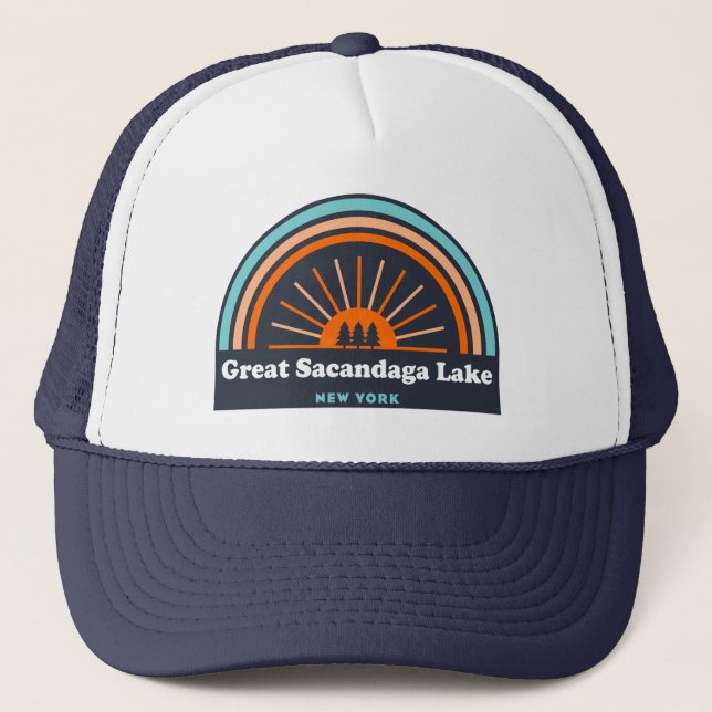 Great Sacandaga Lake New York Rainbow Truckerkappe (Vorderseite)