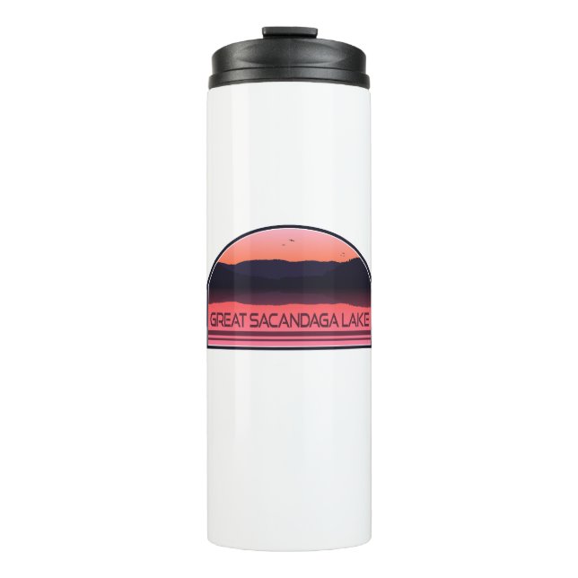 Great Sacandaga Lake New York Red Sunrise Thermosbecher (Vorderseite)