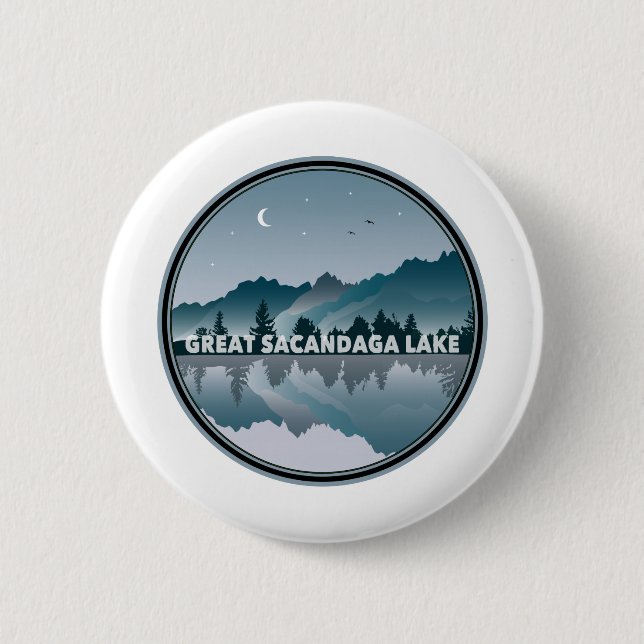 Great Sacandaga Lake New York Reflektion Button (Vorderseite)
