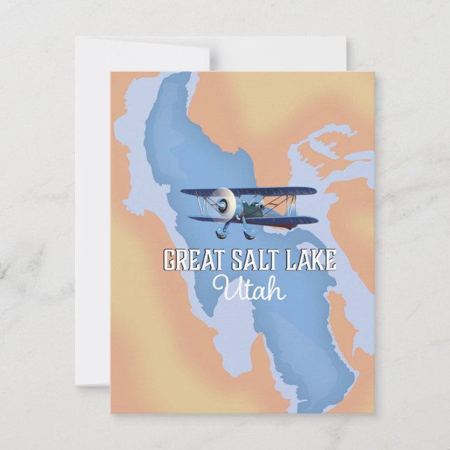 Great Salk Lake Utah Karte Reiseplakat. (Vorderseite)