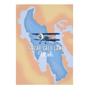 Great Salk Lake Utah Karte Reiseplakat. Fotodruck