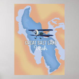 Great Salk Lake Utah Karte Reiseplakat. Poster