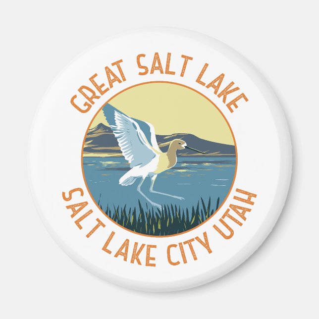 Great Salt Lake American Avocet Retro gestört Magnet (Vorne)