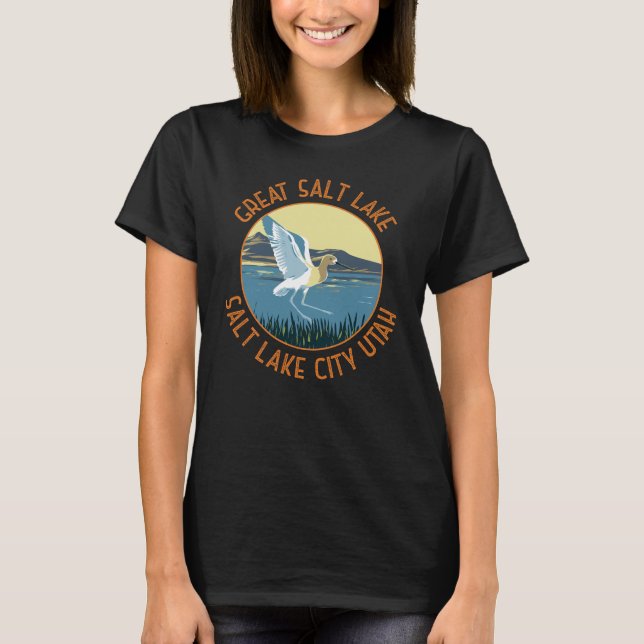 Great Salt Lake American Avocet Retro gestört T-Shirt (Vorderseite)