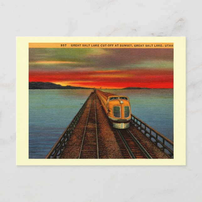 Great Salt Lake Train, Utah Vintag Postkarte (Vorderseite)