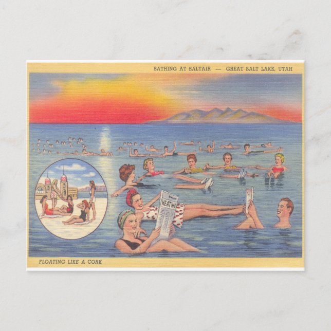 Great Salt Lake Utah lustig Vintag Postkarte (Vorderseite)