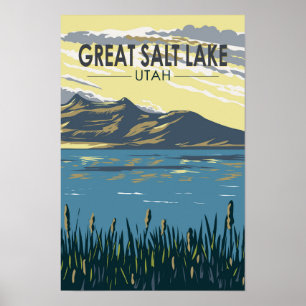 Great Salt Lake Utah Reise Kunst Vintage Poster