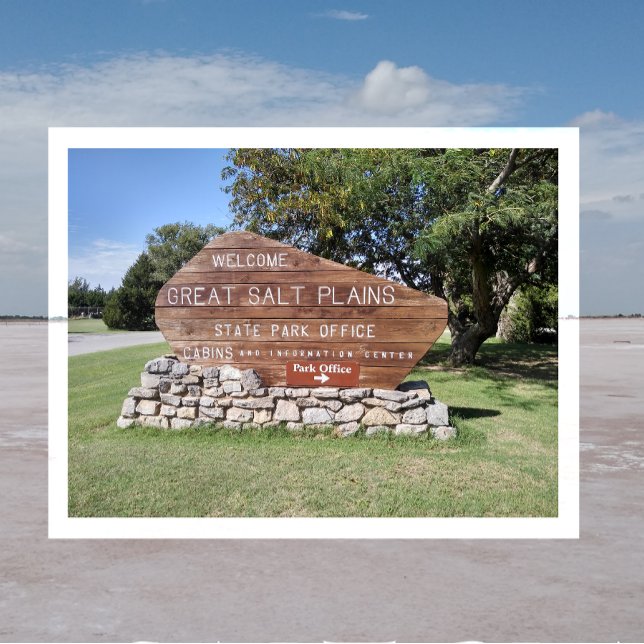 Great Salt Plaines Staat Park Sign, Oklahoma Postkarte (Von Creator hochgeladen)