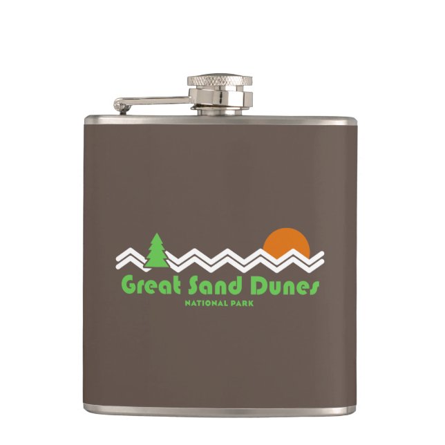 Great Sand Dunes Nationalpark Retro Flachmann (Vorderseite)