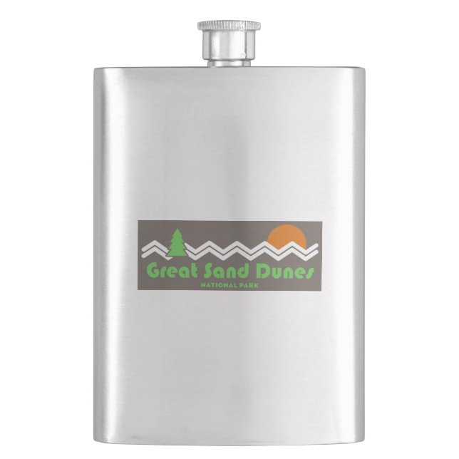 Great Sand Dunes Nationalpark Retro Flachmann (Vorderseite)