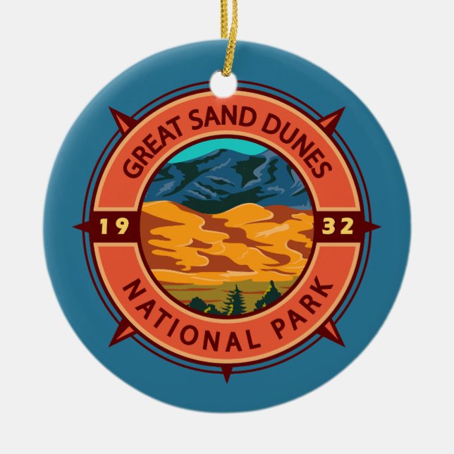 Great Sand Dunes Nationalpark Retro Kompass Keramik Ornament (Vorne)