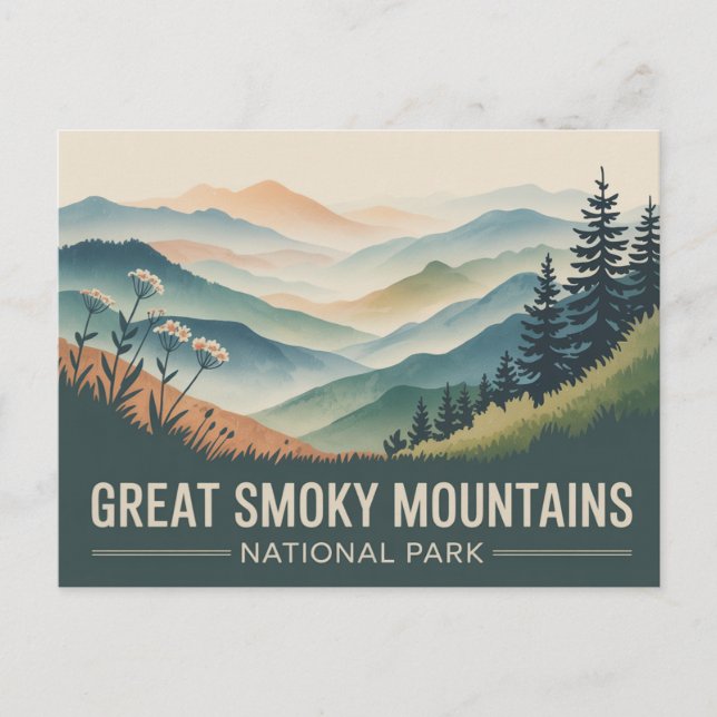Great Smoking National Park Postcard Vintag Postkarte (Vorderseite)