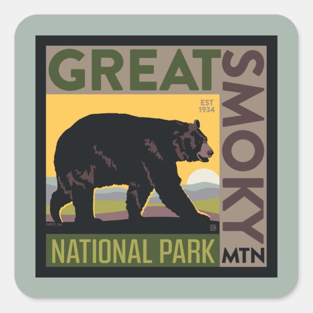 Great Smoky Mountain National Park| Bear Quadratischer Aufkleber (Vorderseite)