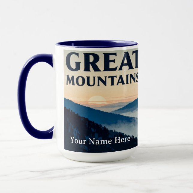 Great Smoky Mountains Blue Mist Retro Tasse (Links)