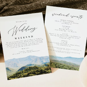 GREAT SMOKY MOUNTAINS Hochzeits-Willkommens-Itiner Einladung