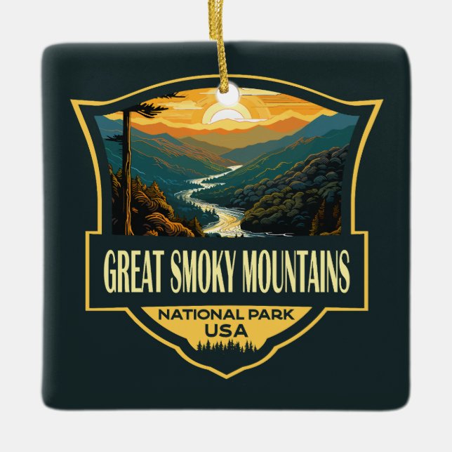 Great Smoky Mountains National Park Illustration Keramikornament (Vorderseite)