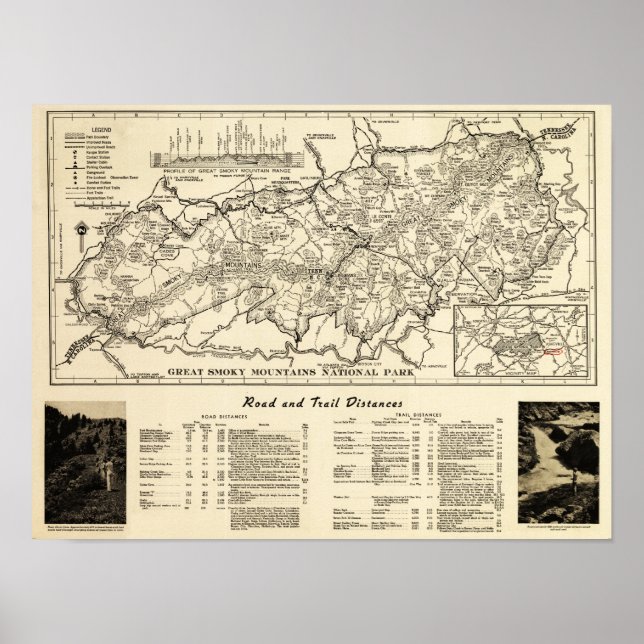 Great Smoky Mountains National Park Map Poster (Vorne)