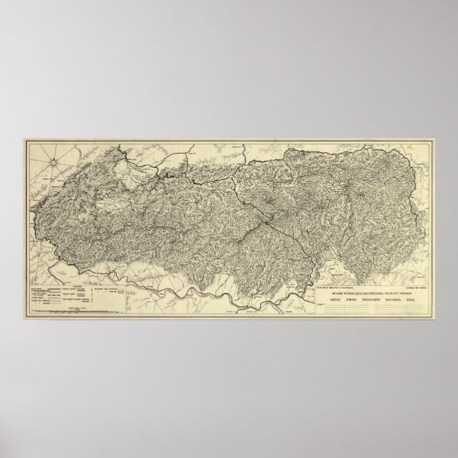 Great Smoky Mountains National Park Map Poster (Vorne)