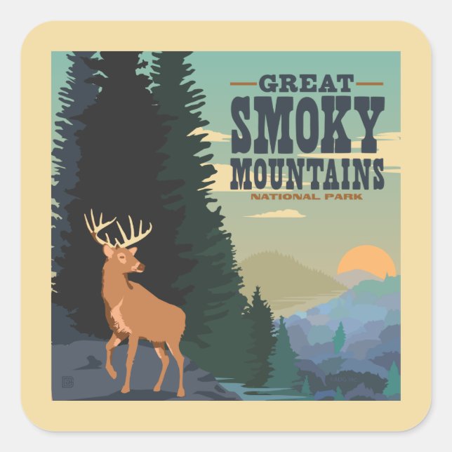 Great Smoky Mountains National Park Quadratischer Aufkleber (Vorderseite)