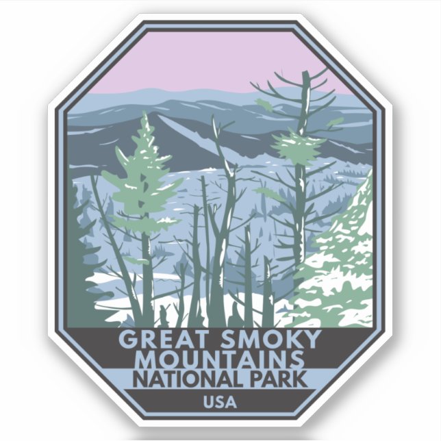 Great Smoky Mountains National Park Retro Aufkleber (Vorderseite)