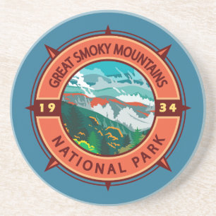 Great Smoky Mountains National Park Retro Compass Getränkeuntersetzer