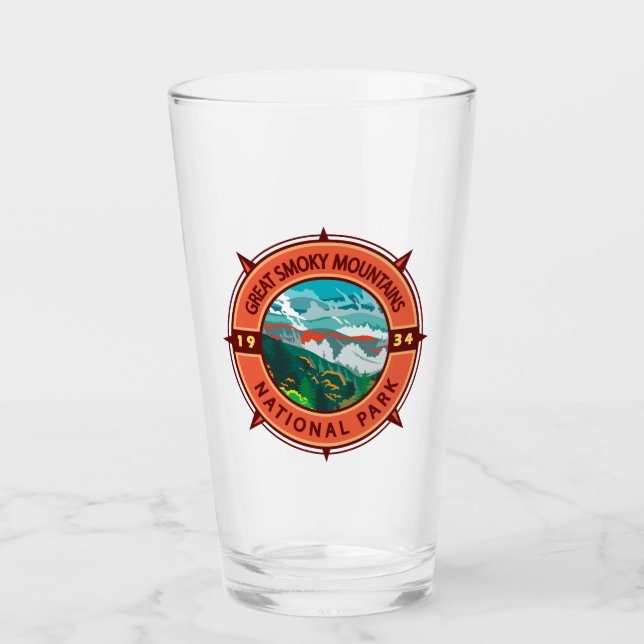 Great Smoky Mountains National Park Retro Kompass Glas (Vorderseite)