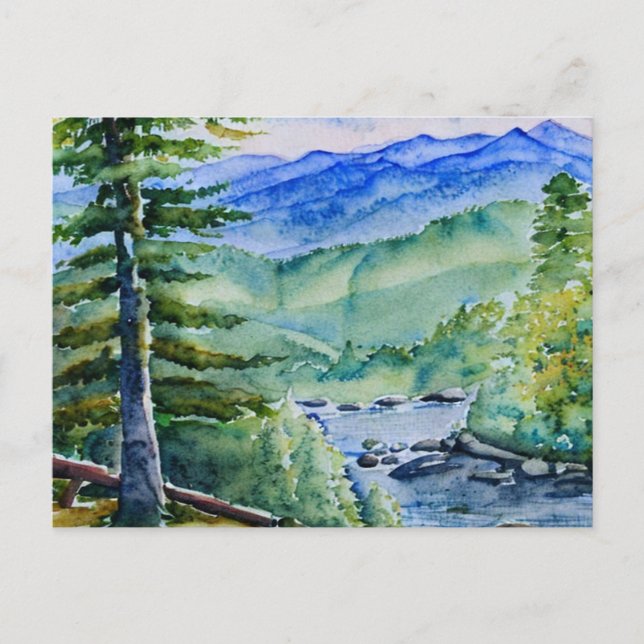 Great Smoky Mountains National Park Wasserfarbe P Postkarte (Vorderseite)