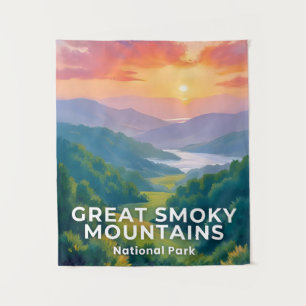 Great Smoky Mountains Nationalpark Aquarell Wandteppich