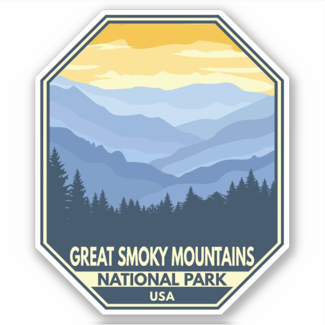 Great Smoky Mountains Nationalpark Minimal Retro Aufkleber (Vorderseite)