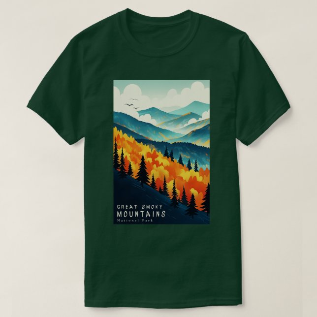 Great Smoky Mountains Nationalpark Reiseplakat T-Shirt (Design vorne)