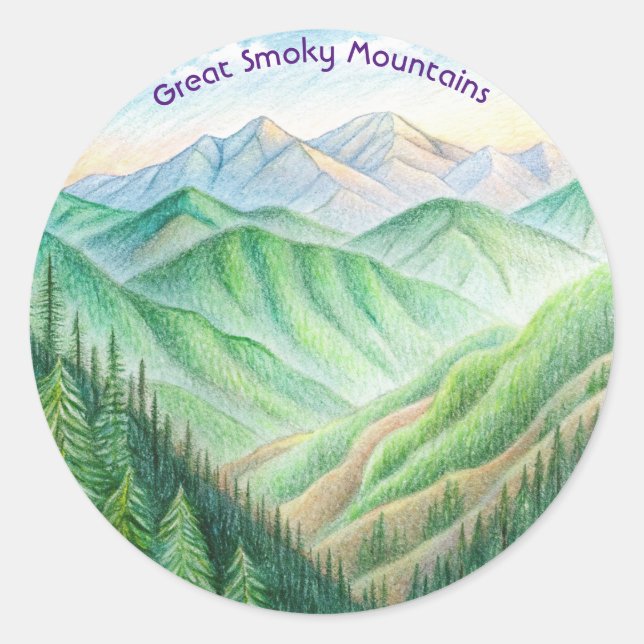 Great Smoky Mountains Nationalpark Sketch Runder Aufkleber (Vorderseite)