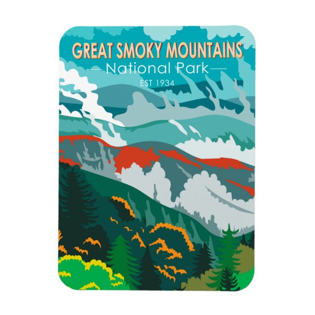 Great Smoky Mountains Nationalpark Vintag Magnet (Vertikal)