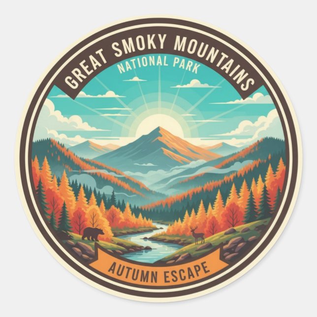 Great Smoky Mountains Souvenir Runder Aufkleber (Vorderseite)