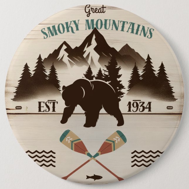 Great Smoky Mountains, TN Bär Button (Vorderseite)