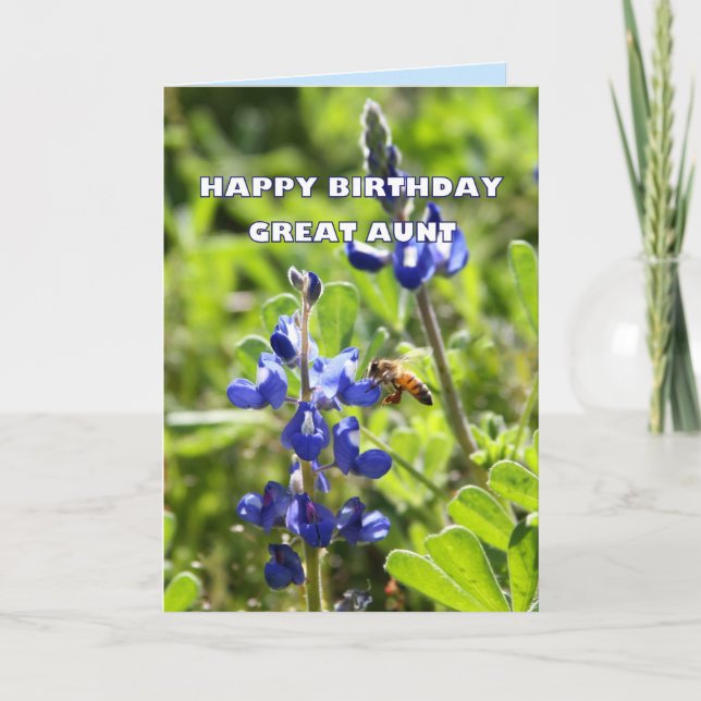 Great Tante Texas Bluebonnet Happy Birthday Karte (Vorderseite)
