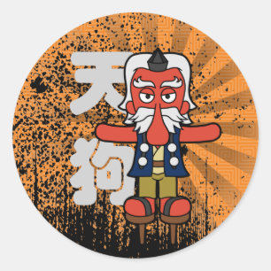 Great Tengu Yokai Runder Aufkleber