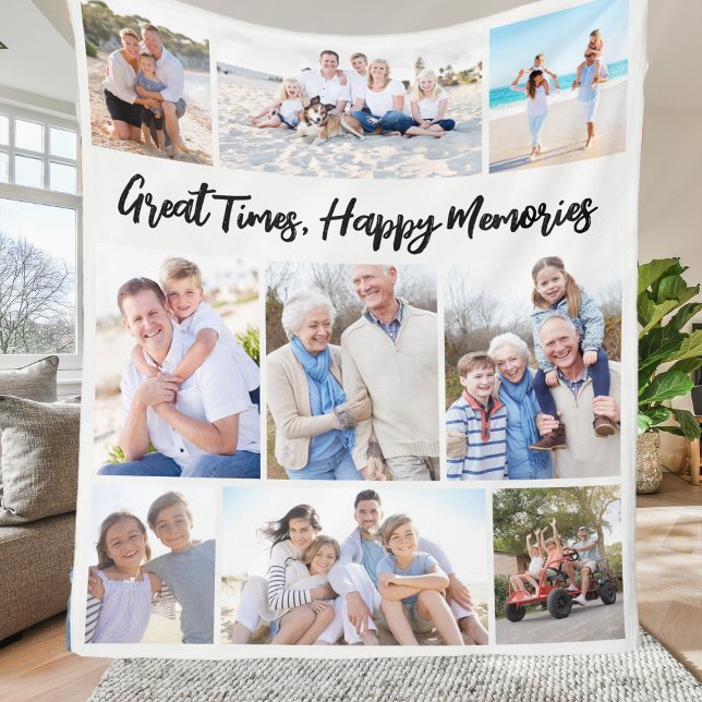 Great Times Happy Memories Photo Collage Keepsake Fleecedecke (Von Creator hochgeladen)