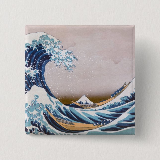 Great Tsunami Wave off Kanagawa Japan by Hokusai Button (Vorderseite)