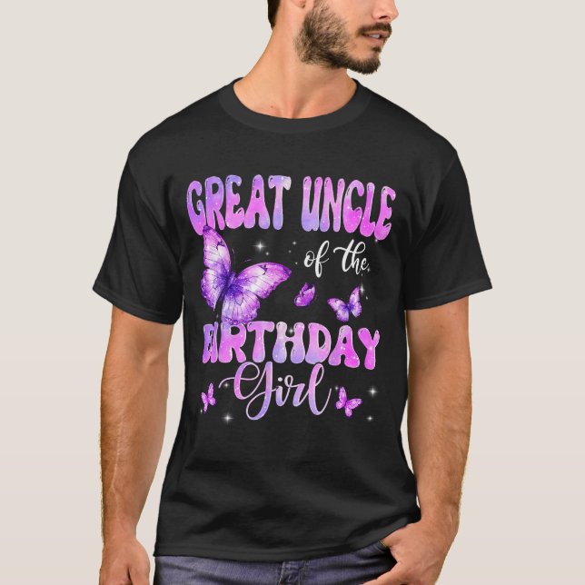 Great Uncle Of The Birthday Girl Butterfly Family  T-Shirt (Vorderseite)