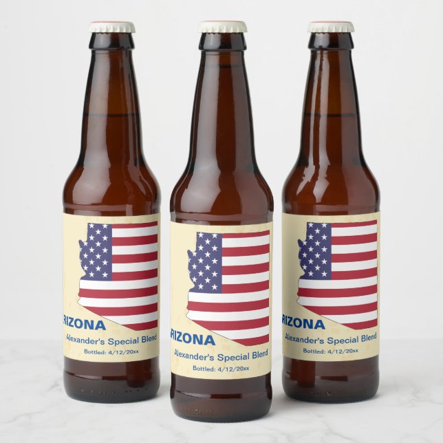Great USA 🍺 Arizona Staat Monogram Bierflaschenetikett (Flaschen)