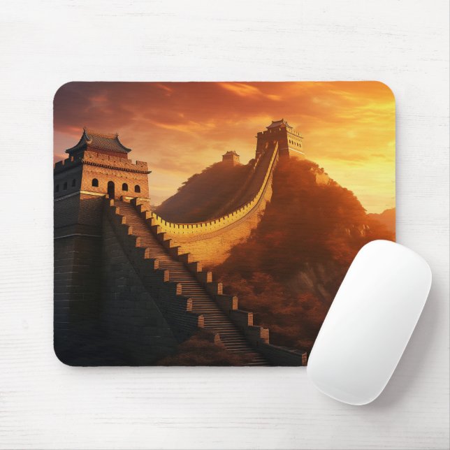 Great Wall of China Sunset Mouse Pad - Majestic Mousepad (Mit Mouse)