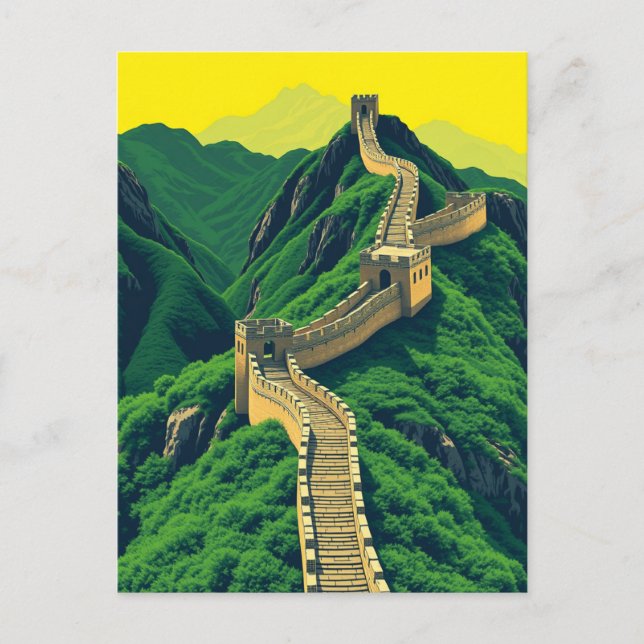 Great Wall of China Vintage Reise Postkarte (Vorderseite)