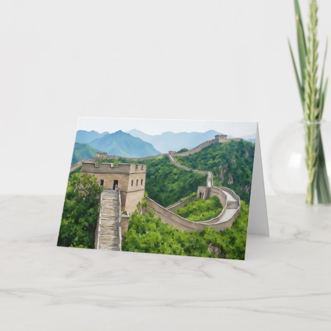 Great Wall of China Watercolor Karte (Vorderseite)