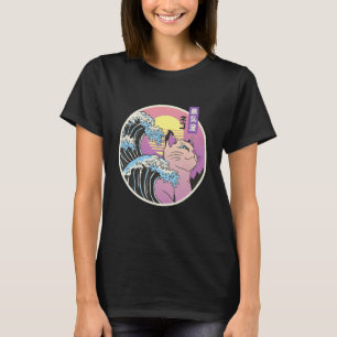 Great Wave Cat Art Mashup Japanisch Vaporwave Retr T-Shirt