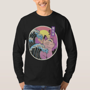 Great Wave Cat Art Mashup Japanisch Vaporwave Retr T-Shirt