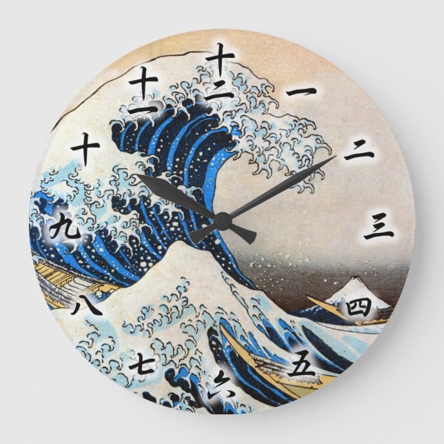 Great Wave, Hokusai, Ukiyo-e Große Wanduhr (Vorderseite)